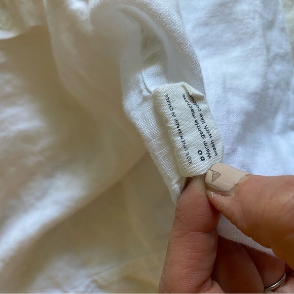 In Bed Store Women’s White Linen Button Down Shirt Blouse Pajama Top Size 2 - Picture 6 of 9